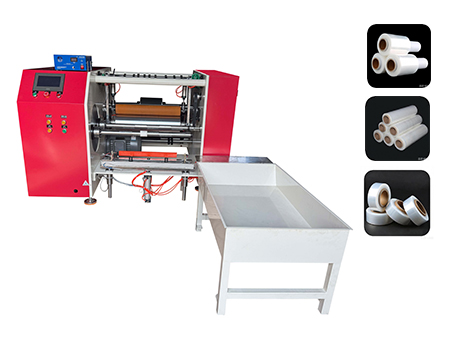 Rebobinadora cortadora de película estirable dúplex (corte automático)